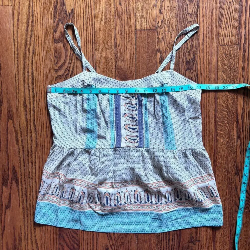 Vanessa Virginia 100% Silk Paisley Border Print Cami Tank Top 10 - Picture 7 of 7